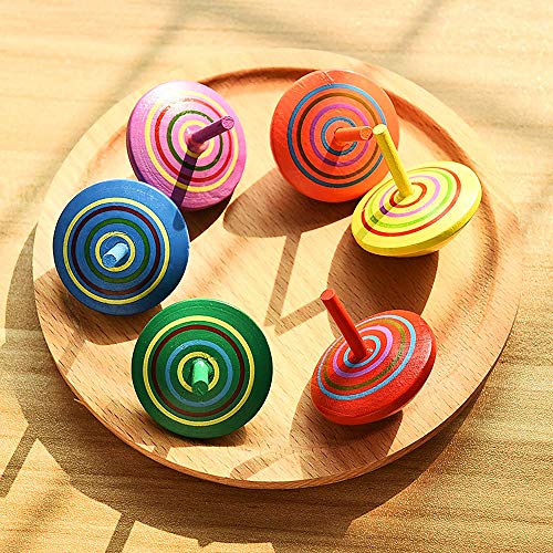 C-pop Multicolor Wooden Spinning Top Toy, Kids Novelty Wooden Colorful Gyroscopes Toy, Assorted Standard Tops Flip Tops, Kindergarten Education Toys, 10 Pack
