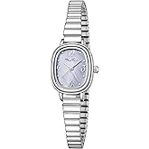 Diaofendi Petite Women's Easy Reader Analog Watch, Rectangular Watch, Stainless Steel Expansion Band, Water-Resistant