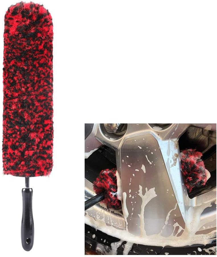 16inch Synthetic Wool Wheel Brush, Easy Reach Wheel Rim Detailing Brush, Car Wheel Brush, Wheel Cleaning Brush, Dense Fiber for Safe Cleaning