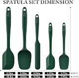 HOTEC 600℉ Heat Resistant Silicone Spatula Set Dark Green 5 Pcs BPA-Free view 2