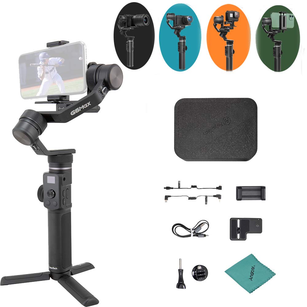 Feiyu Tech G6 Max 3-Axis Handheld Vlog Gimbal Stabilizer Support Zoom/Focus Horizontal Vertical Shooting Reverse Charging with OLED Screen Splash-proof Design for ILDC Cameras Pocket Video Cameras