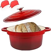 CUKOR 7QT Dutch Oven Pot With Lid, Ceramic Dutch Ovens for Sourdough Bread Baking, Enameled Cast Iron Bread Cooking Pot, Non-Stick, Oven Safe (10 Pcs Bread Paper Liners)