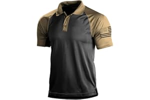 H HYFOL Short Sleeve Polo Shirts for Men Graphic Stretch Casual American Patriotic Raglan Golf Polos for Men
