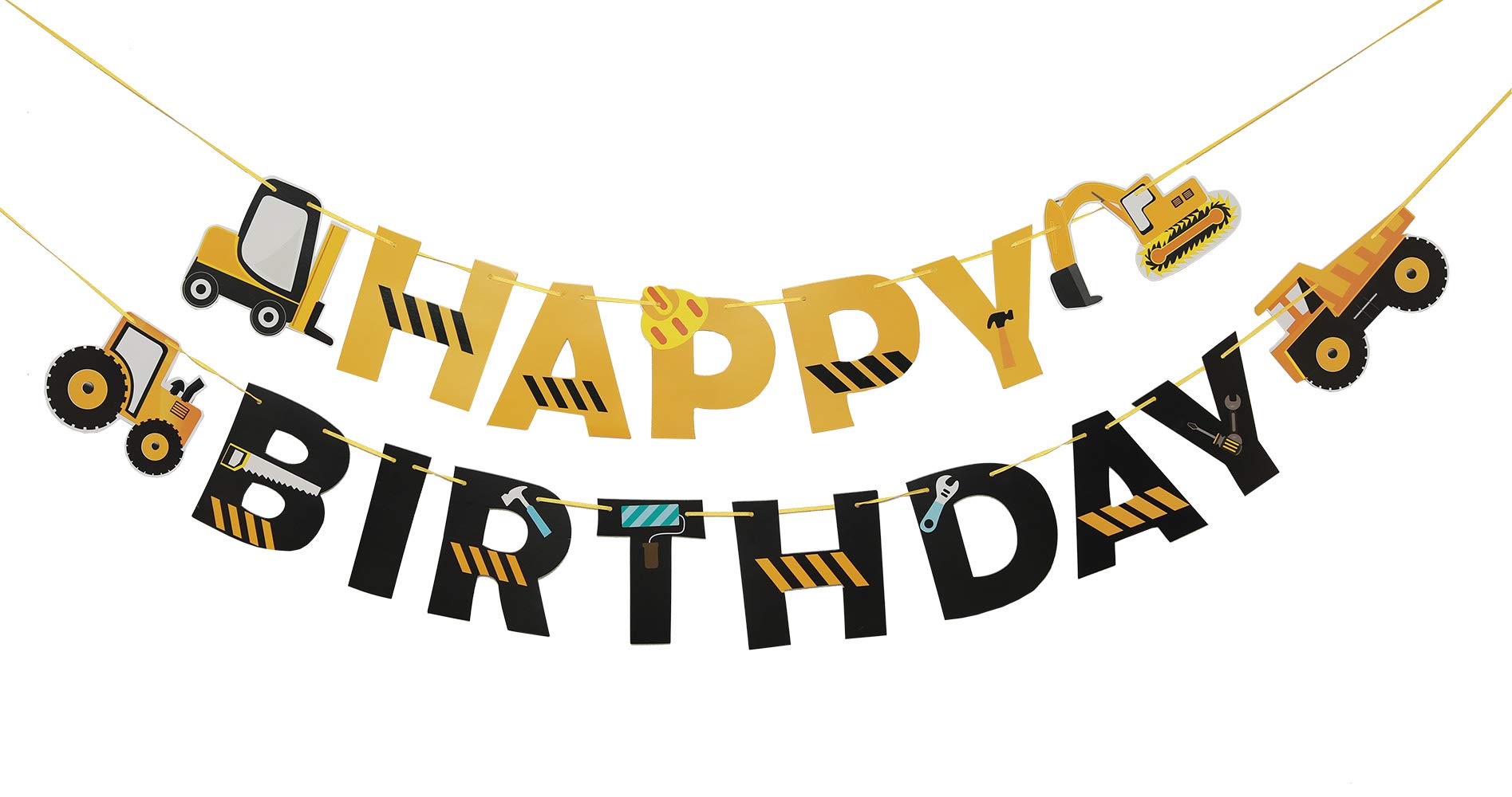 Construction Vehicle Happy Birthday Banner Dump Truck Excavator Tank Truck Garland for Boys Construction Themed Party Kids Birthday Party Decoration by Topfunyy