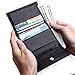 Women Small Wallet Genuine Leather Wallets Trifold Slim Credit Card Holder (Black)