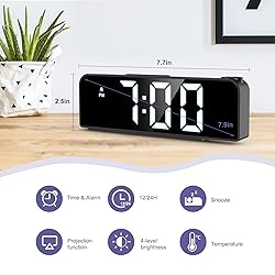 JXTZ Projection Alarm Clock, Alarm Clocks with