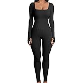 YIOIOIO Women Workout Seamless Jumpsuit Yoga Ribbed One Piece Long Sleeve Leggings Romper