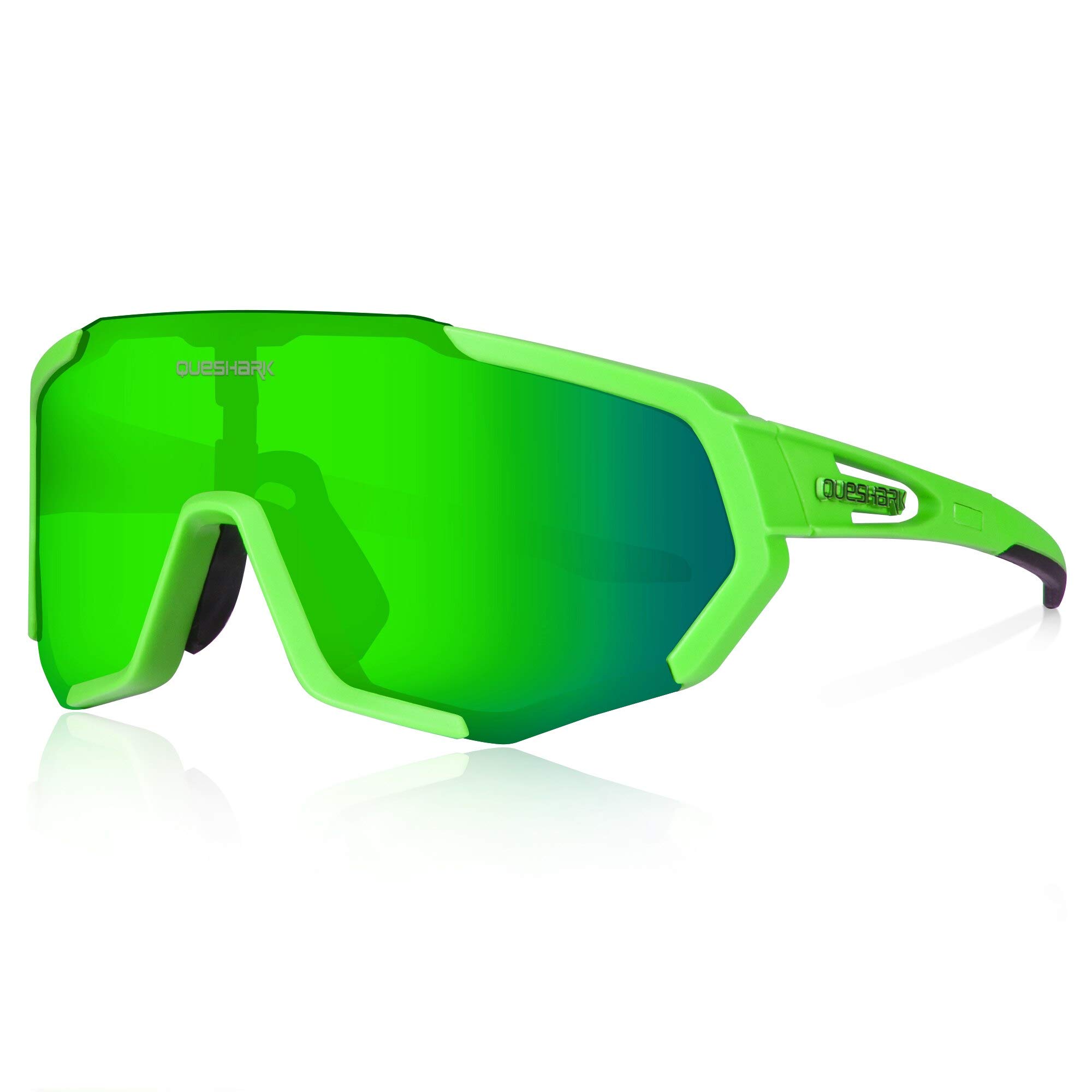 Queshark Cycling Glasses, Sports Sunglasses, Polarized Cycling Glasses with 3 Interchangeable Lenses | 29g TR90 Lightweight | UV400 Protection, for MTB, Cycling, Running, Driving, E-Bike
