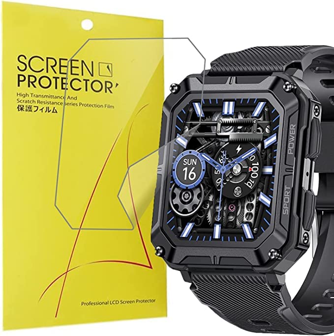 Blueshaweu Compatible for LIGE Smartwatch Men 1.83'' AS-ST9 Screen Protector, [6 Pack] Full Coverage TPU Clear Film Compatible with LIGE Smartwatch C20_Pro/LIGE Smartwatch ST9 (6 pack)