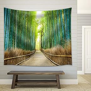 A Quiet Path in The Bamboo Forest - Fabric Tapestry, Home Decor - 51x60 inches