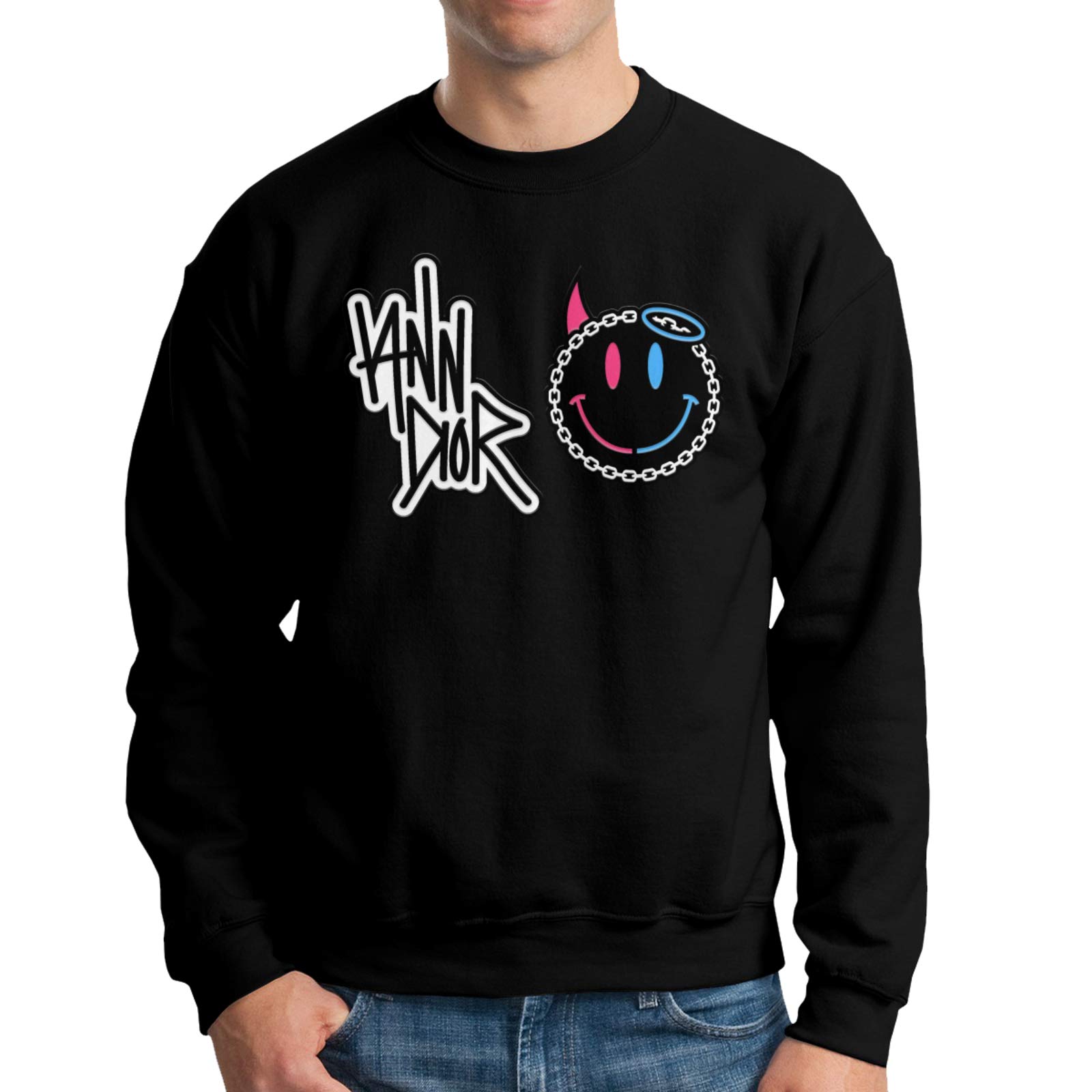 Iann Dior Men's Crew Neck Hoodie,Long Sleeves Crewneck Sweatshirt,Sweater,Pullover