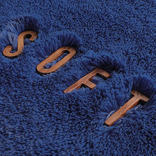 Navy Blue Fluffy Living Room Rugs, Furry Area Rug 5x8 for Bedroom, Shag Rug for Kids Room, Living Room Decor, Fuzzy Carpet for Nursery, Plush Rug for Game Room, Soft Shaggy Rug for Play Room