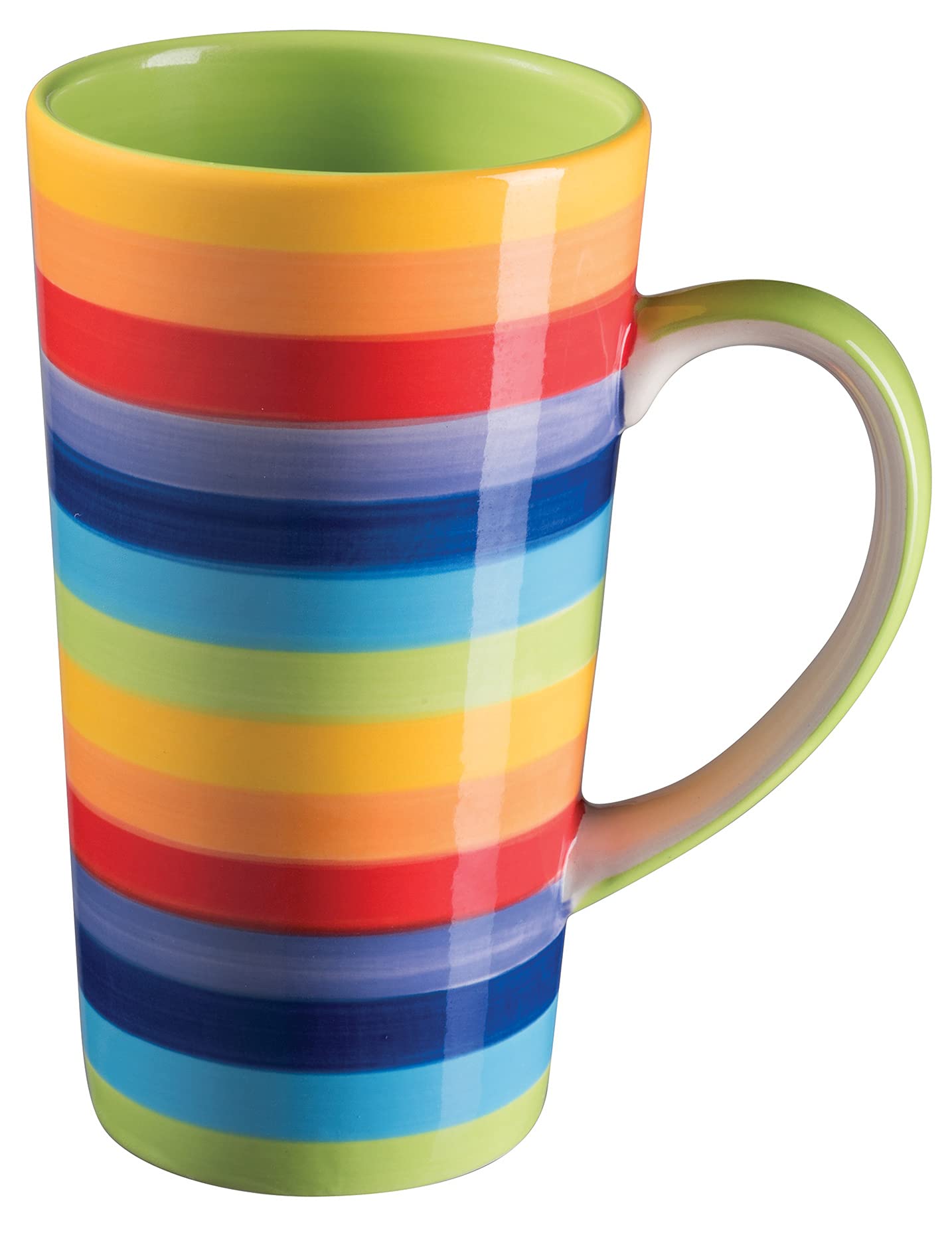 Purity Style Hand Painted Rainbow Stripe Tall Large Mug