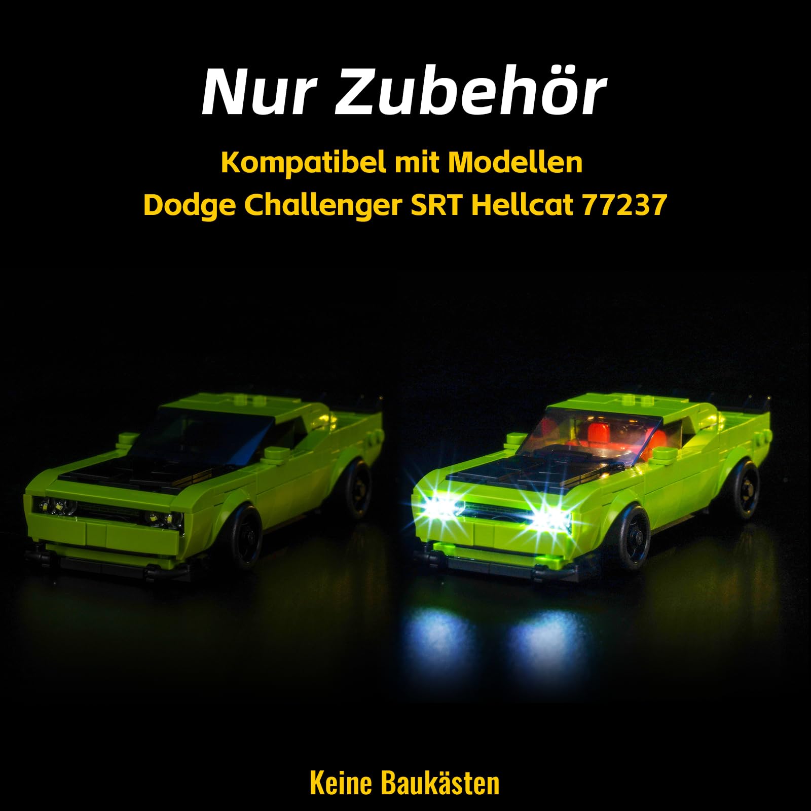 Led Licht Set Kompatibel mit Lego 77237 Dodge Challenger SRT Hellcat Sports Car (Kein Modell), Dekorationsbeleuchtungsset Compatible with Lego Dodge Challenger SRT Hellcat Sports Car 3