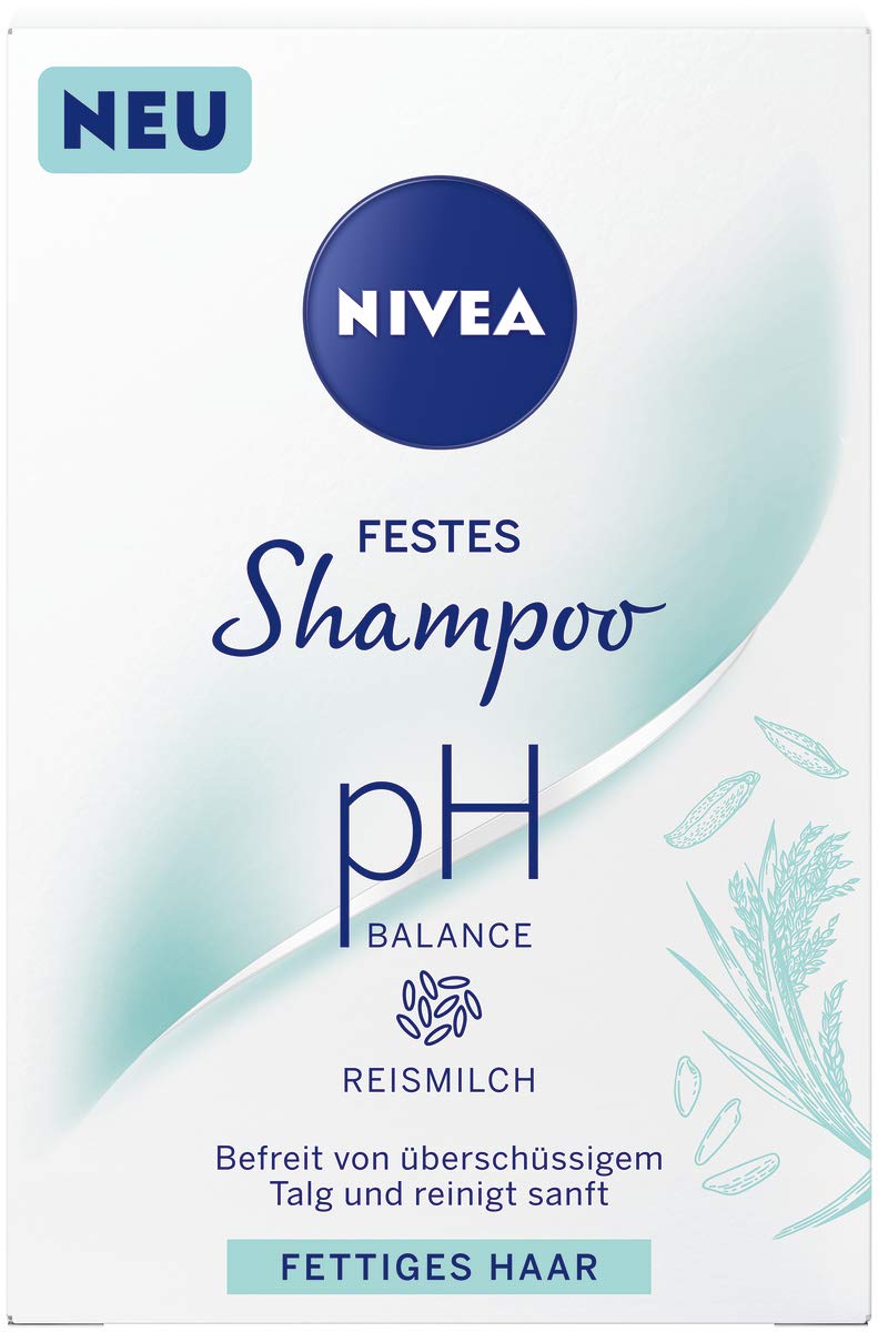 NIVEA Firm Shampoo pH Balance for Oily Hair (75g) Gentle Cleansing Solid Shampoo with Coconut Milk pH Optimised Shampoo with Vegan Formula