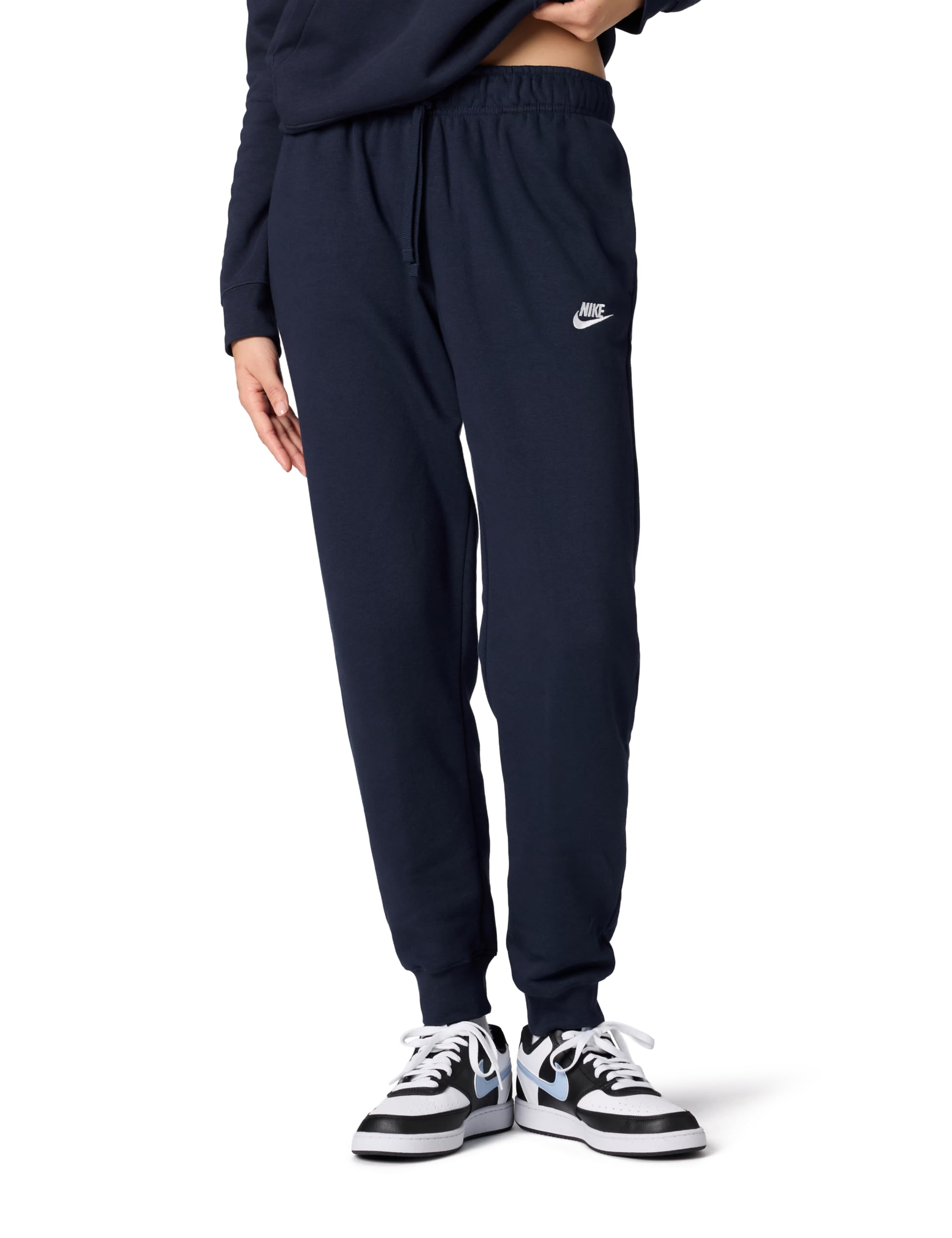 Nike Women's Sportswear Club Fleece Mid-Rise Joggers, Obsidian/White, X-Small Image