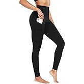 CADMUS Womens High Waist Ankle Yoga Leggings Workout Pants with Two Pockets