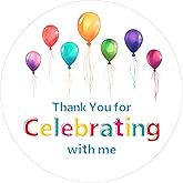 Cwzidyq 120 Pcs Thank You Stickers, 2 Inch Thank You for Celebrating with Me Stickers, Party Favors Labels for Wedding, Birthday, Anniversaries, Envelope Seals (Balloon)
