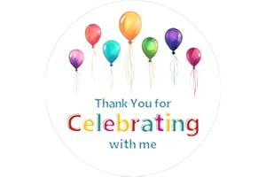 Cwzidyq 120 Pcs Thank You Stickers, 2 Inch Thank You for Celebrating with Me Stickers, Party Favors Labels for Wedding, Birthday, Anniversaries, Envelope Seals (Balloon)