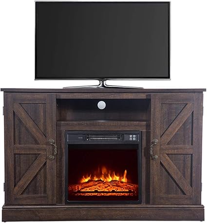 Amazon Com Jocestyl Electric Fireplace Tv Stand Remote Control Fire Place Heaters Tv Stand Entertainment Center For Tv S Up To 51 With Overheat Protection And Storage Log Brown Home Audio Theater