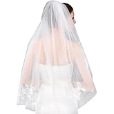 EllieHouse Women's Short 2 Tier Wedding Bridal Veil With Comb L24