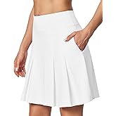 Ewedoos 20”Skort Golf Skirts for Women with Zip-Pocket Knee Length Skorts for Woman Casual Athletic Pleated Tennis Skirt
