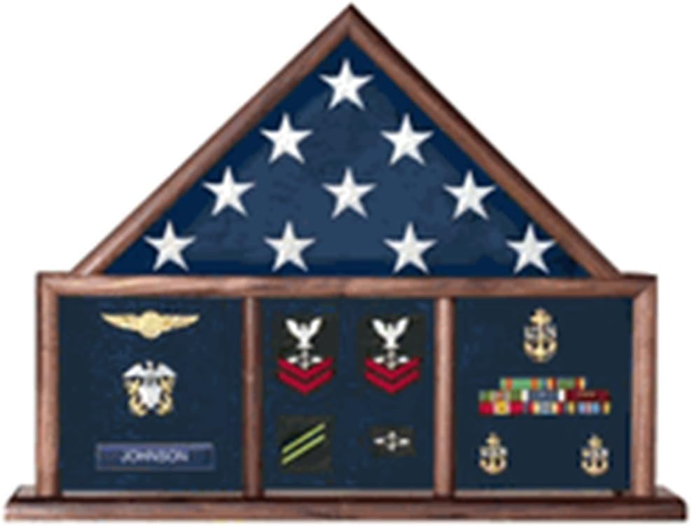 Flag and Medal Display Case, Shadow Box, Combination Flag