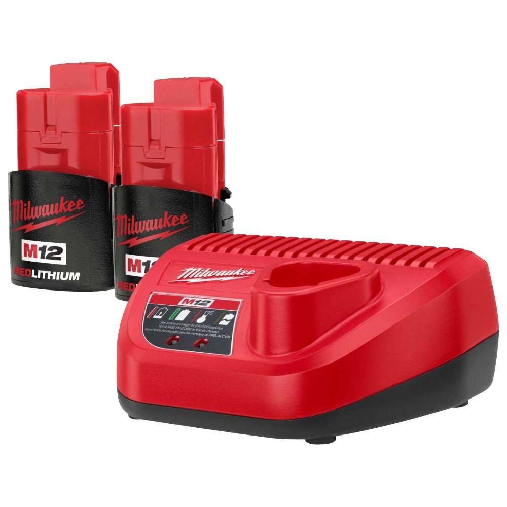 Milwaukee 48-11-2401 (2) M12 Red Lithium 1.5 12-Volt Lithium-ion Cordless Battery and (1) 48-59-2401