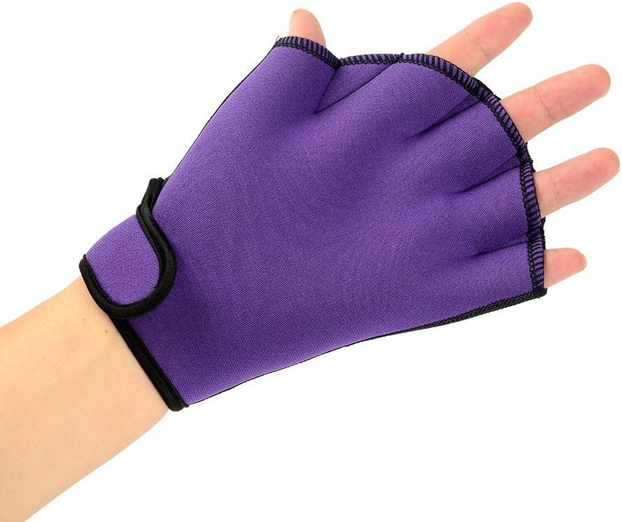 Easyinsmile Swimming Gloves Swimming Hand Paddles Training Swimming Gloves Fingerless Webbed Water Resistance Neoprene 1 Pair (Purple) : Sports & Outdoors