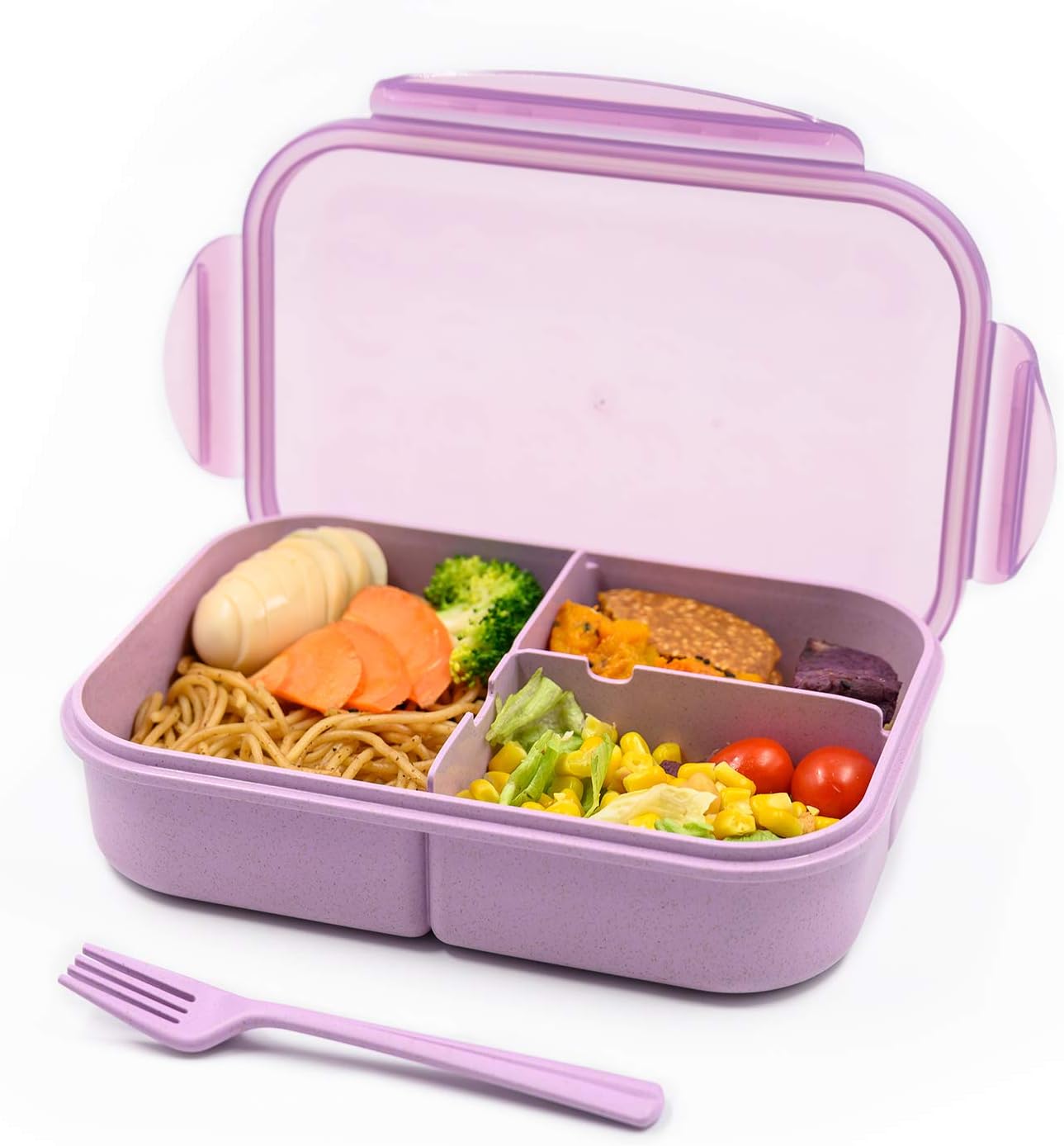 Kitchen Dining 3 Compartment Divided Leak Proof Lunch Box With Fork Ginkgo Bento Box For Kids Adults Home Mceadvisory Com
