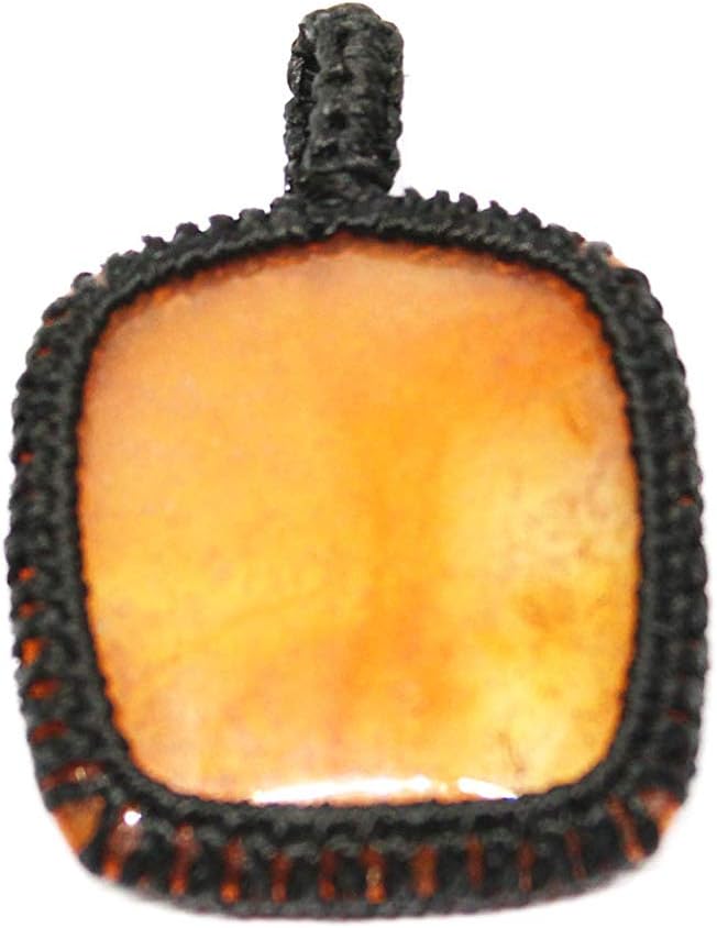 Talk To Crystals Orange Carnelian Stone Macrame Shape Thread Pendant for Unisex (TTC_Pendant 112)