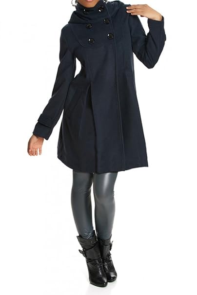 Laeticia Dreams Damen Mantel mit Kapuze Jacke XS S M L XL XXL