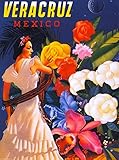 A SLICE IN TIME Veracruz Mexico Senorita Mexican Vintage Latin Travel Advertisement Wall Decor Collectible Poster Print. Measures 10 x 13.5 inches
