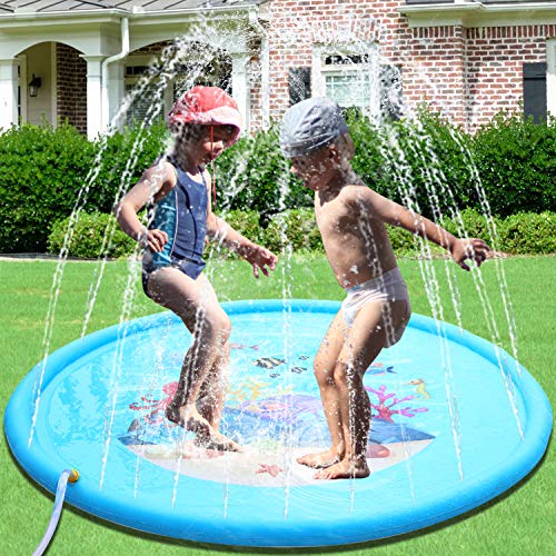 AILIMY Sprinkler for Kids , Very Large Sprinkle and Splash Play Mat , Inflatable Outdoor Sprinkler Pad Water Toys for Kids (70 inch)