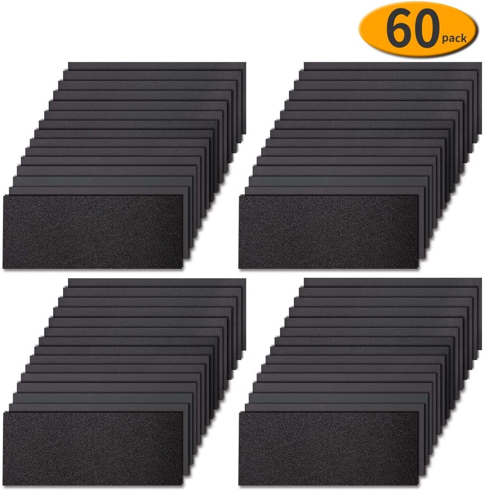 Sandpaper, 120 to 3000 Girt Sand Paper Assortment Wet Dry Waterproof Abrasive Variety Pack Sanding Paper Sheets for Automotive Car Wood Metal Plastic Glass Polishing Finishing, 9х3.6 Inch - - 