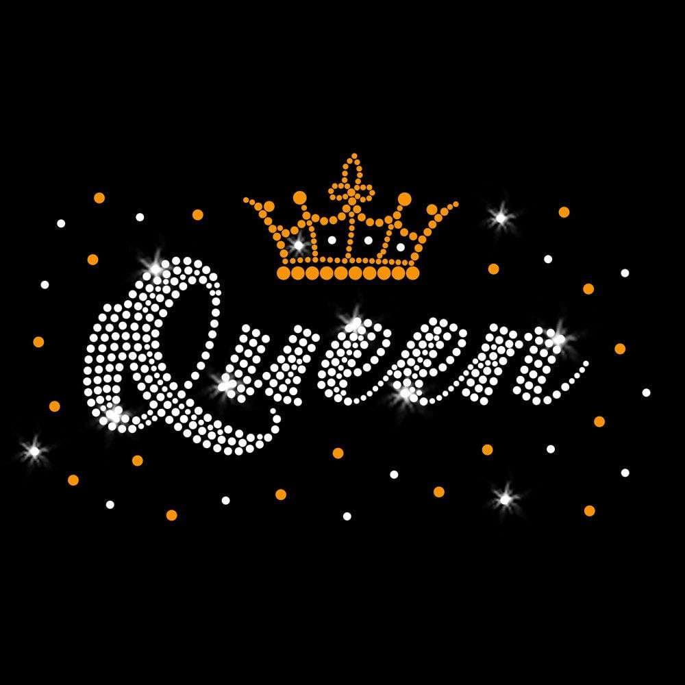 Queen Crown Bling Iron On Rhinestud and Rhinestone Crystal TShirt Transfer by JCS