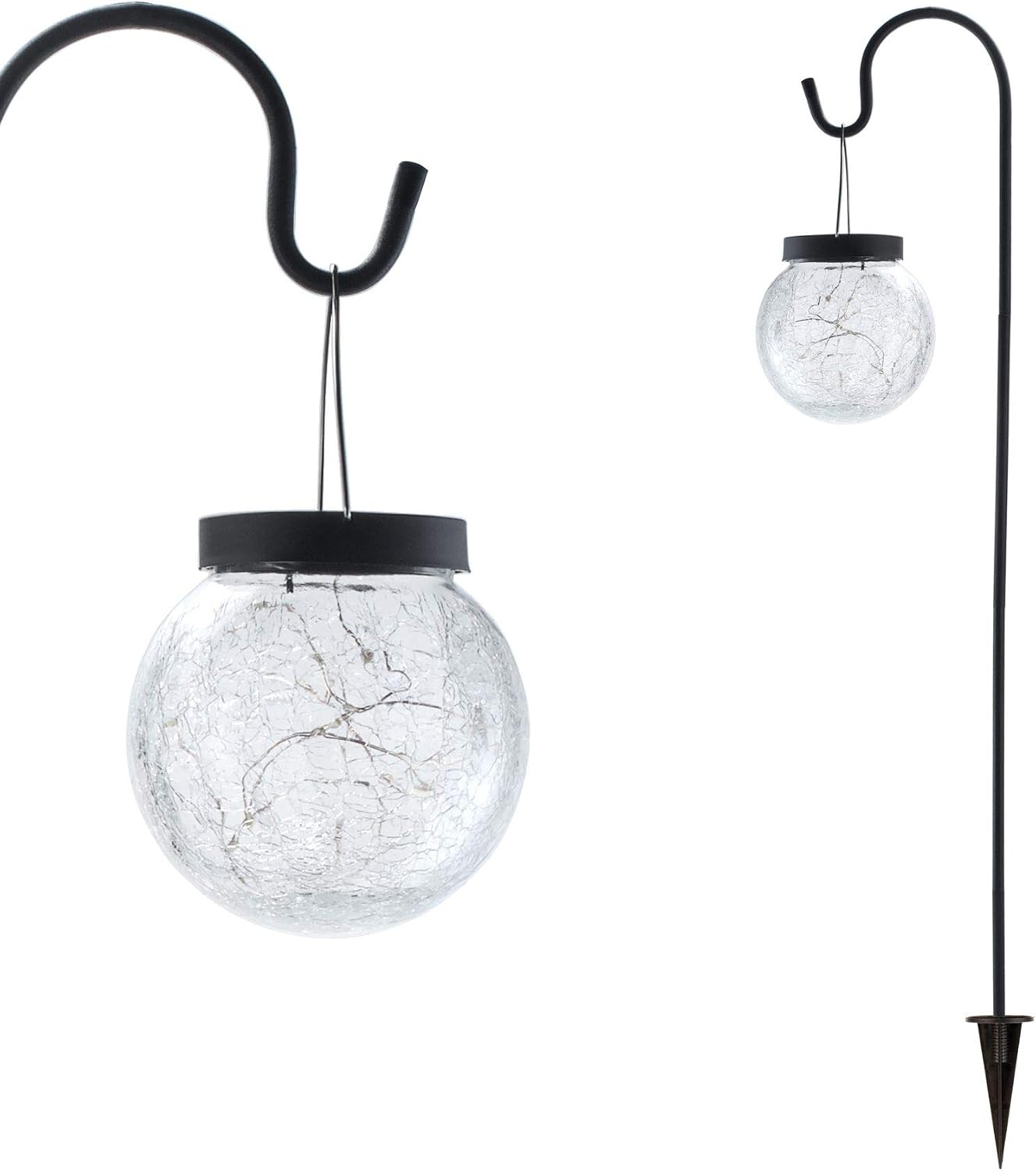 Pauleen 48056 Sunshine Pearl Solar Ground Spike Glass Ball for Outdoor Balcony or Garden 0.006 W Glass Black