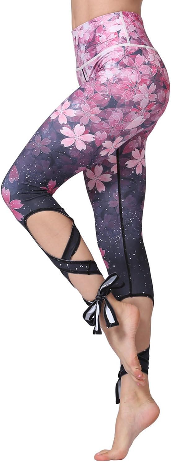 MTSCE Yoga Pants Printed Running Leggings Capris Yoga Capris for Fitness Riding Running