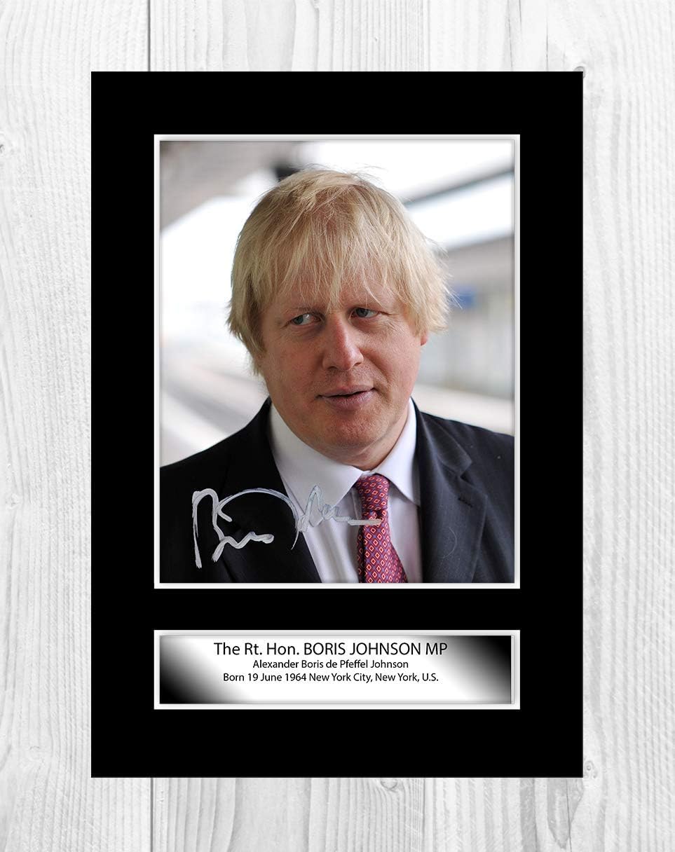 Amazon Com Engravia Digital Boris Johnson 2 A4 Poster With Reproduction Autograph Picture Photo A4 Print Black Frame Posters Prints