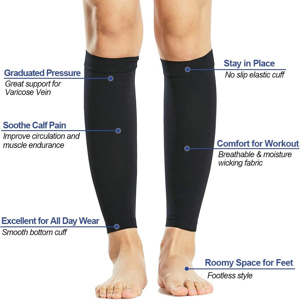 Beister 1 Pair Compression Calf Sleeves (20-30mmHg), Perfect Compression Socks for Running Shin Splint, Medical, Pain Relief - Image 3