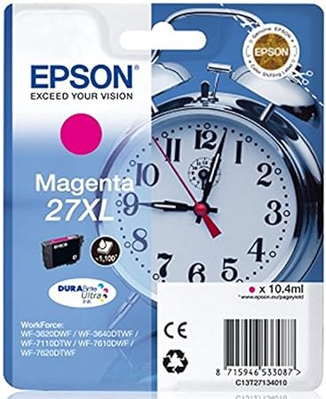 Epson Original EPST27134012 Tintenpatrone, Wecker 27 XL, Singlepack magenta