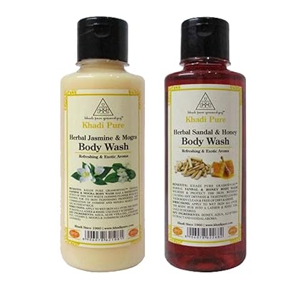 Khadi Pure Jasmine Mogra & Sandal Honey Body Wash, 210 ml (Pack of 2)