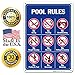 Pool Rules, No Diving No Pushing No Running No Peeing in Pool 10x14 Inches, Rust Free .040 Aluminum, Fade Resistant, Made in USA