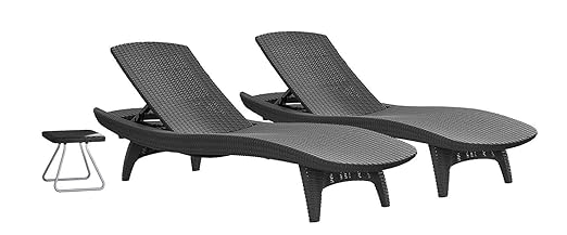 Keter Pacific Rattan Outdoor verstellbare Sonnenliege - Grau (Graphit)