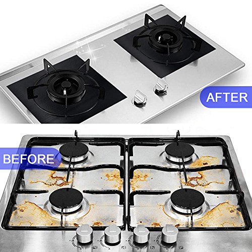 image for Stove Burner Covers, mixigoo Gas Range Protectors Reusable Non-stick S