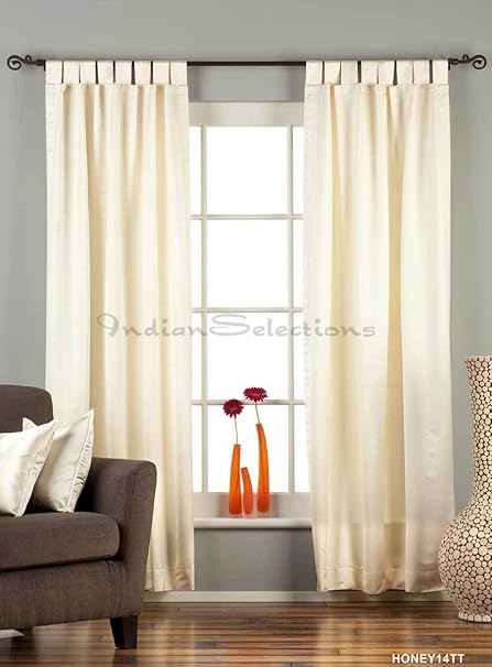 Indian Selections Cream Tab Top 90 Blackout Curtain Drape Panel