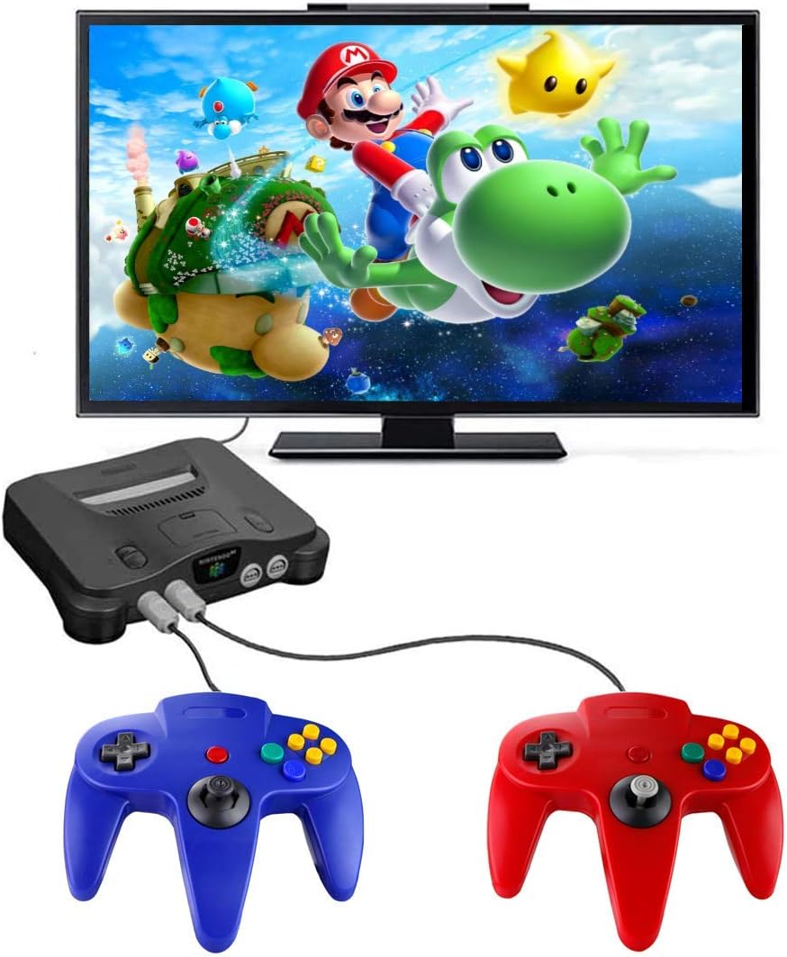 ZeroStory Classic N64 Controller, Wired N64 Controller Joystick with 5.9 Ft N64 AV Cable for N64 Video Game Console (Red and Blue): Computers & Accessories