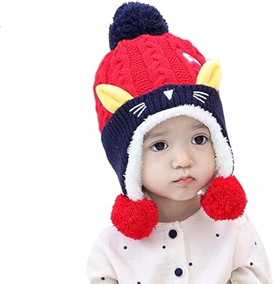 baby red bobble hat