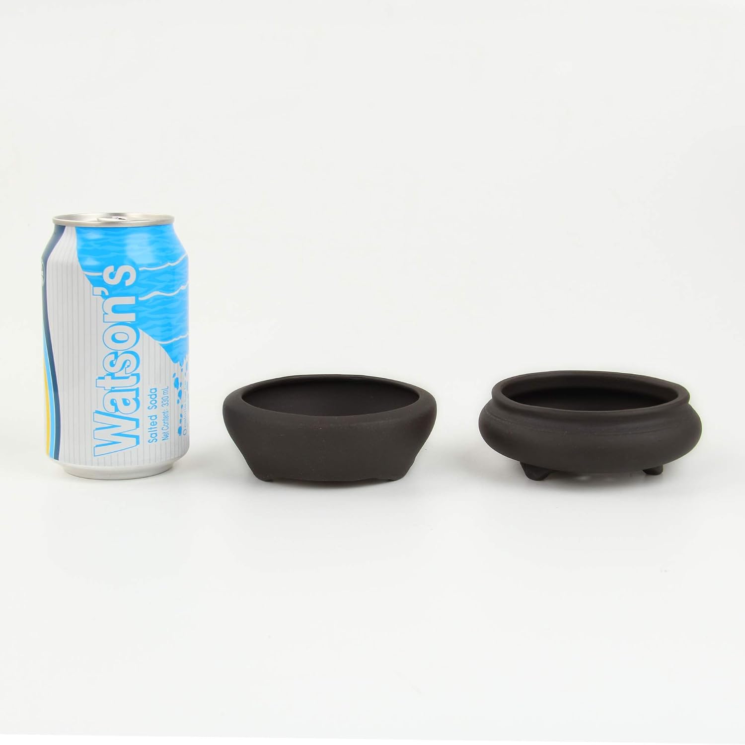 happy bonsai 2 pc 3.7" + 3.9" Unglazed Round Ceramic Succulent Planter Pot Set, Black, 3.7+3.9 Inch - Image 4