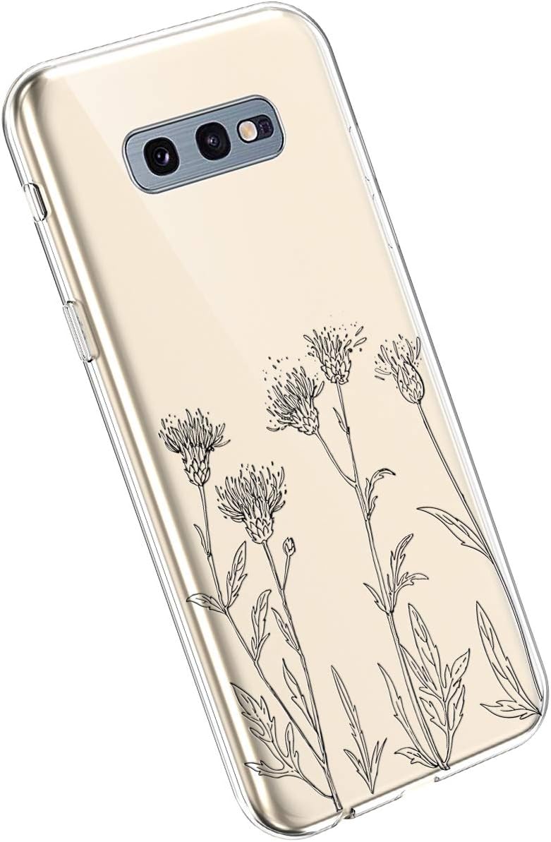 YSIMEE Compatible with Case Samsung Galaxy S10e,Exquisite Silicone Beautiful Flowers Painted Transparent Thin Lightweight TPU Soft Shockproof Rubber Gel Crystal Bumper Case,Chrysanthemum